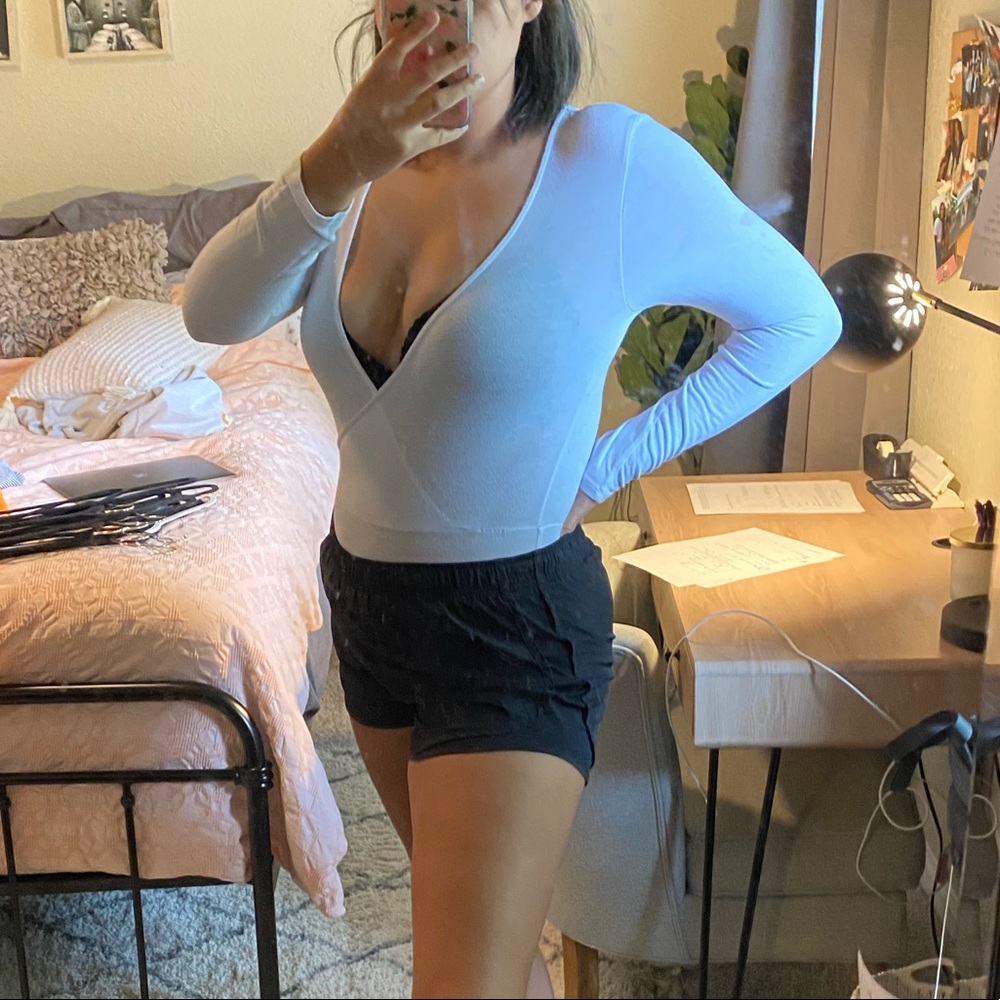 white long sleeve body suit